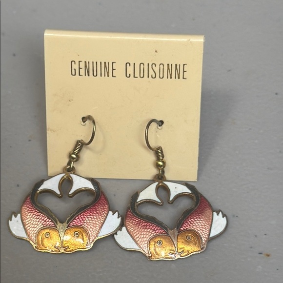 Jewelry - Cloisonné koi Fish Earrings - Pink and Gold